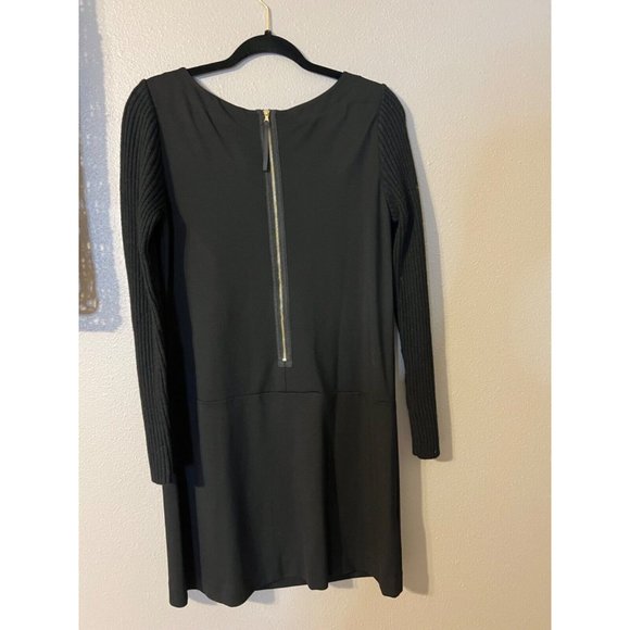 LOFT Dress 6 Small Black Stretch Ribbed Knit Long Sleeve Cotton Wool Rabbit NWT - Picture 8 of 10